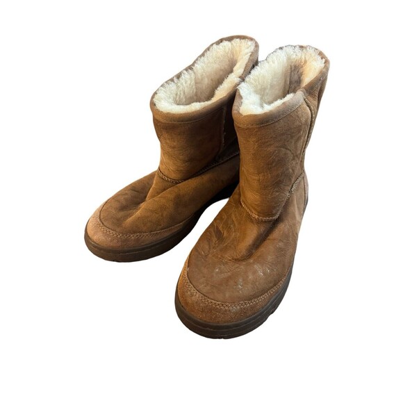 Ugg‎ Ultra Short Tan Shearling Suede Winter Vintage Boots Size 6 Women's - Picture 6 of 7